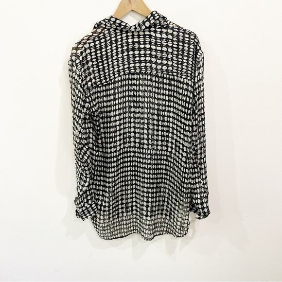 Theory Broken Oval Print Sheer Weekender Shirt Size Small - Picture 3 of 14